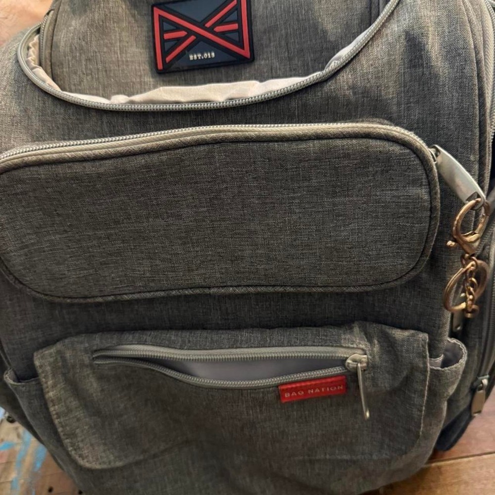 Bag Nation Diaper Bag Backpack Heather Grey Multi Pocket Travel Bag